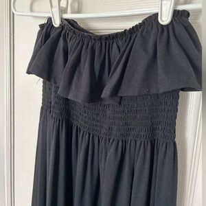 2/$20 black smocked maxi dress size medium ruffle top strapless flowy women